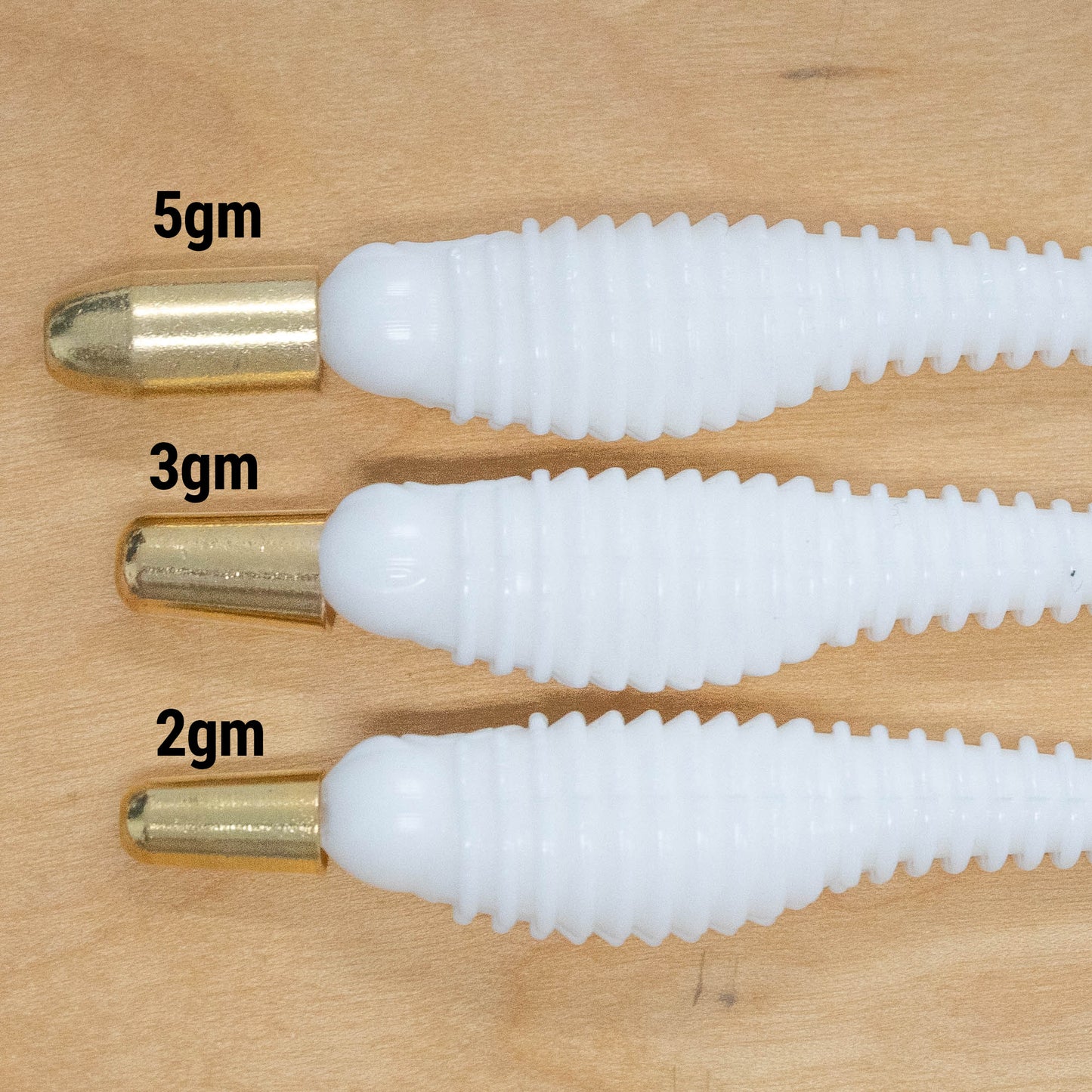 RipRoy Brass Weights for Texas Rig; 2gm, 3gm, 5gm, 5 weights per pack