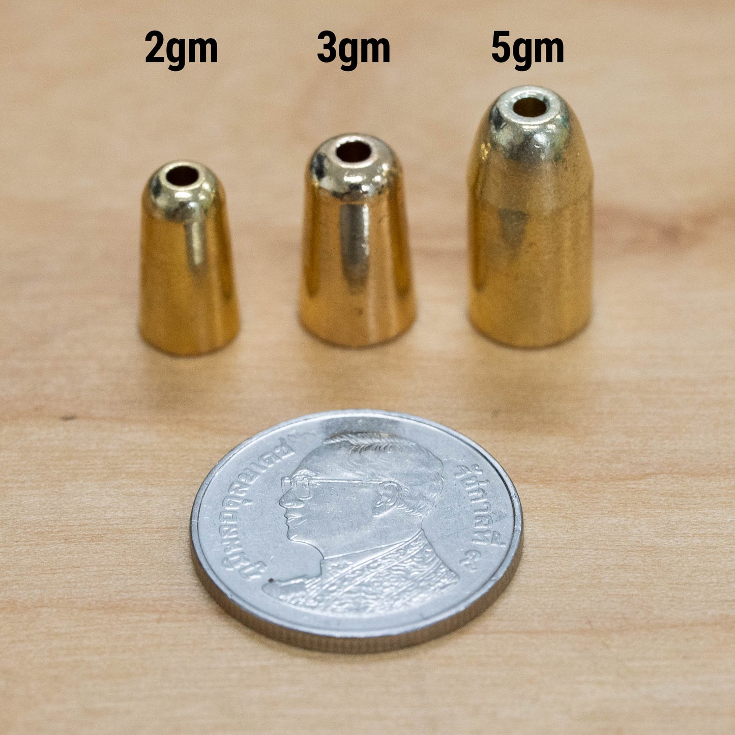RipRoy Brass Weights for Texas Rig; 2gm, 3gm, 5gm, 5 weights per pack