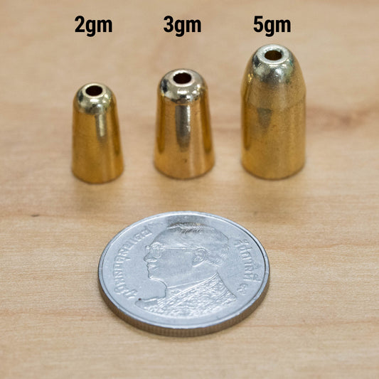 ตุ้มน้ำหนักทองเหลืองสำหรับ Texas Rig; 2gm, 3gm, 5gm, 5 น้ำหนักต่อแพ็ค